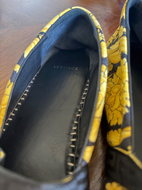 Authentic Versace Barocco espadrilles with iconic black and gold heritage print
